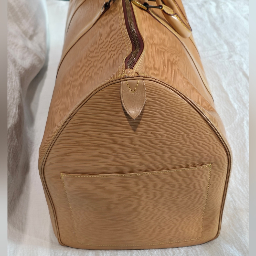 Louis Vuitton Epi Keepall 60 Tan Beige Brown Travel Bag Luggage Boston Speedy - Picture 4 of 16